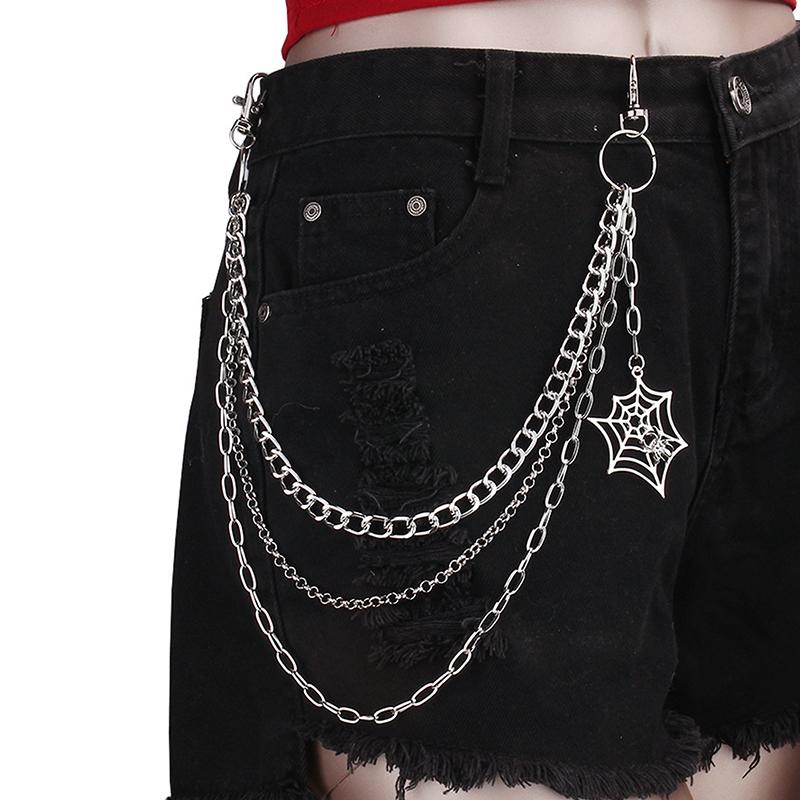 Punk Metal Pants Chain Hip Hop Waist Chain Spider Web Pendant Jeans Chain For Men Women Accessories Gifts