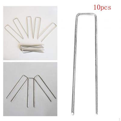 10 Galvanized U Shape Garden Stakes Practical Tent Landscape Staples for Outdoor Climbing