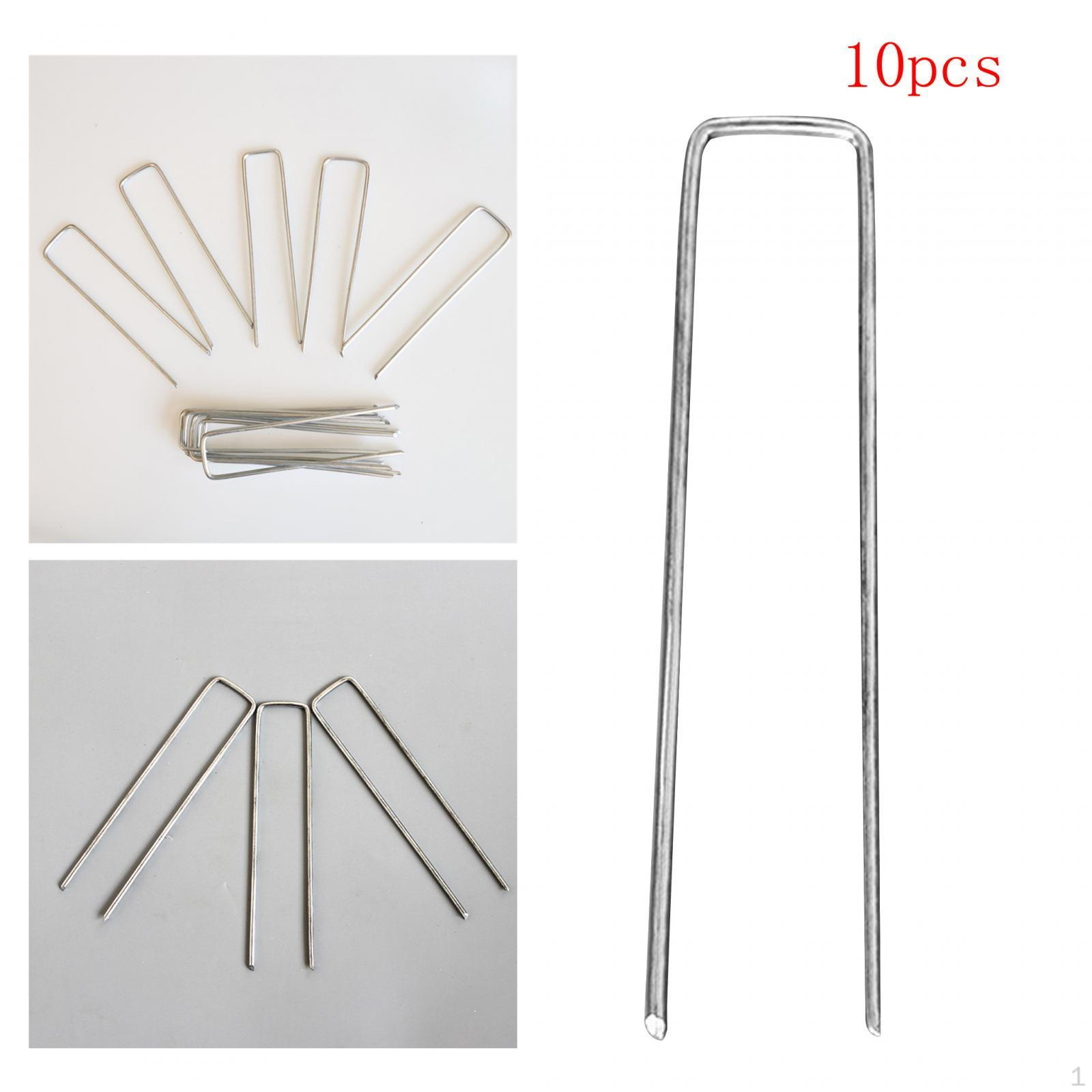 10 Galvanized U Shape Garden Stakes Practical Tent Landscape Staples for Outdoor Climbing 4mm Thick