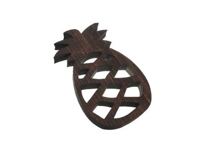 AndLaki Trivet, Stylish Wooden Pineapple Design, Made In Japan with Natural Japanese Cypress (Dark Brown, Small)