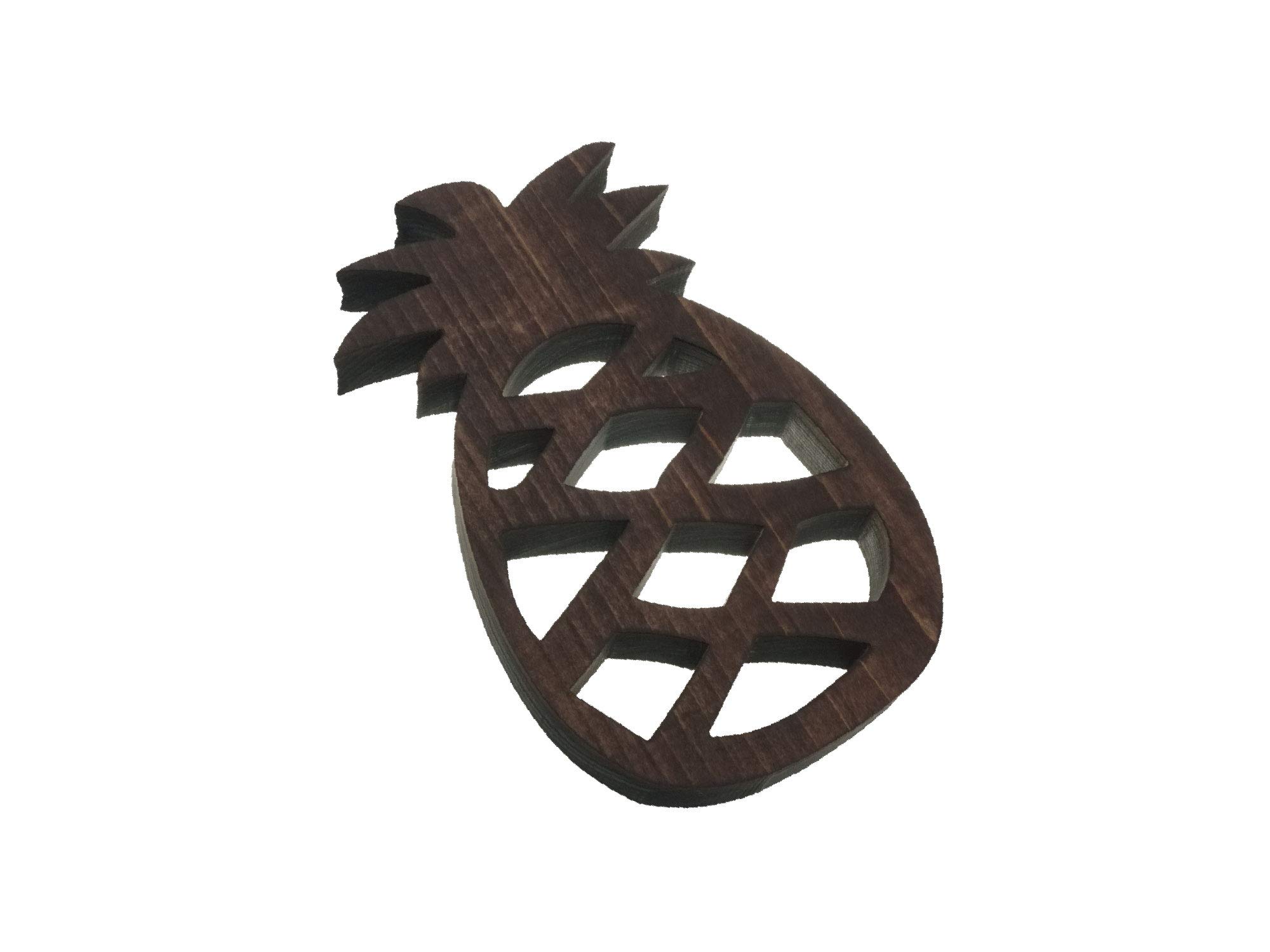 

AndLaki Trivet, Stylish Wooden Pineapple Design, Made in Japan with Natural Japanese Cypress (Dark Brown, Small)