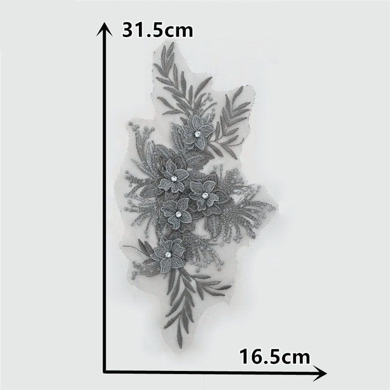 

Silver I Polyester Bead Drill Single Flower Three-Dimensional Mesh Flower Diy Sewing Decorative Clothing Accessories Lace Accessories Style 1764 (1 piece)