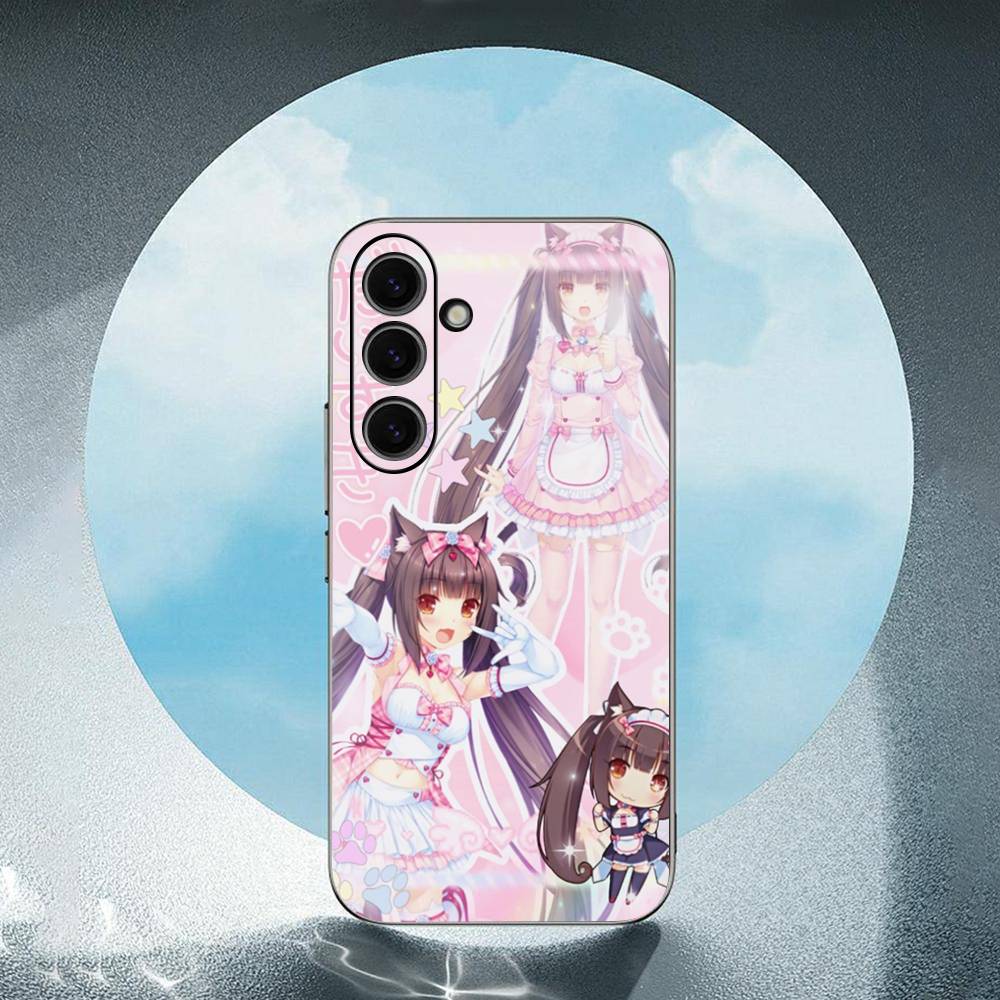 Nekopara-A For Samsung Galaxy S23 S24 S25 Ultra S22 Plus S21 Black Soft Case Waterproof Soft Case
