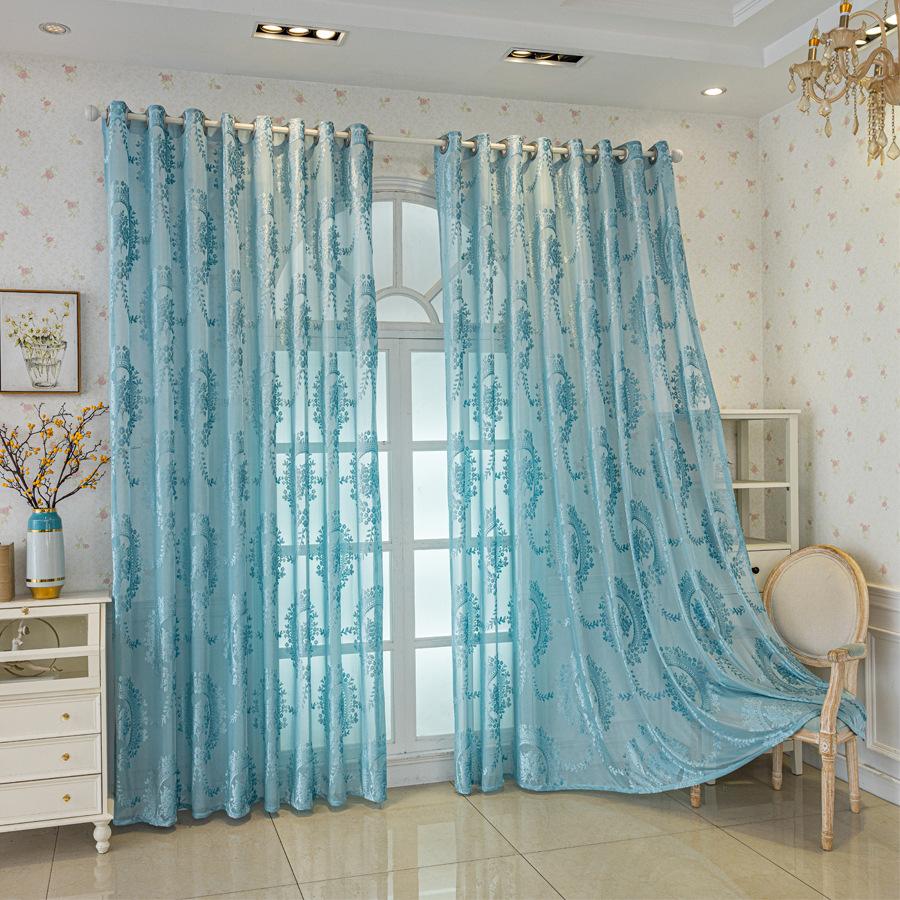 European-style Thickened Jacquard Curtains, Romantic Floral Patterns Curtain for Living Room Balcony Dining Room Home Decoration