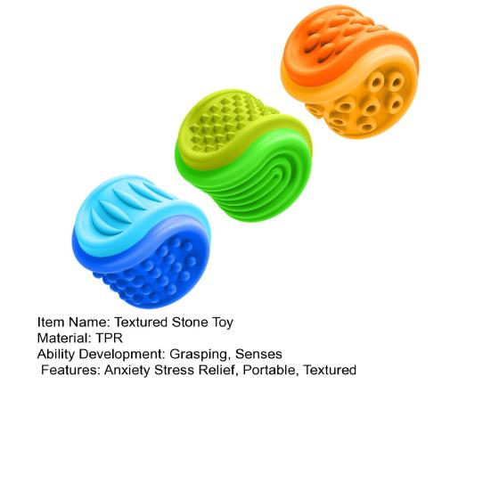 Silicone Sensory Stone Fidget Toy Anxiety Stress Relief Textured Ball Portable Travel Kids Teens Adults Calming Worry Stone Toy