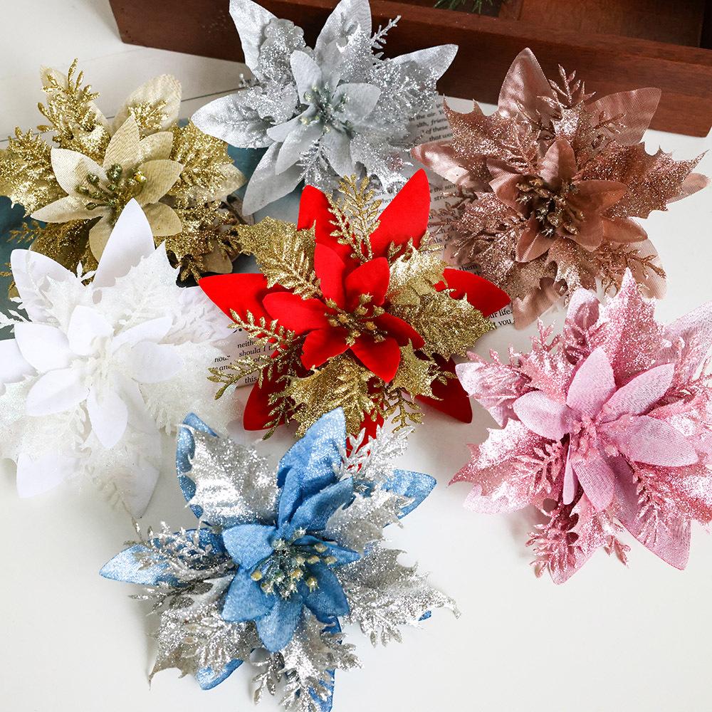 10/5/1 stücke 14,5 cm Glitter Künstliche Weihnachtsblumen Weihnachtsbaum Dekoration Frohes Neues Jahr Ornamente Weihnachten Gefälschte Blumen Natal