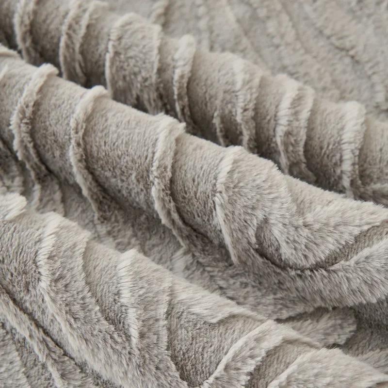 Thicken Plush Soft Sofa Cover Striped Chaise Longue Dust-proof Sofa Cushion Solid Color Non-slip Couch Slipcover for Living Room