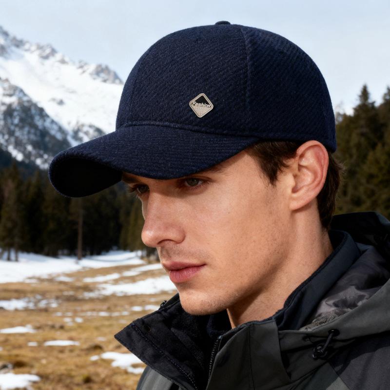Men's Hat Autumn Winter Middle-Aged Thick Woolen Baseball Cap Windproof Ear Protection Cap for The Elderly Dad Cap
