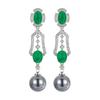 New Jewelry Earrings Australian White Pearl Long Tassel Emerald Socialite Temperament Fashionable Women's Style Imitation