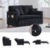 Multifunctional Fabric Sofa, Pull-Out Folding Sofa, With Storage Pockets On Armrests, With USB Charging Function And Drink Holders (Black Chenille)