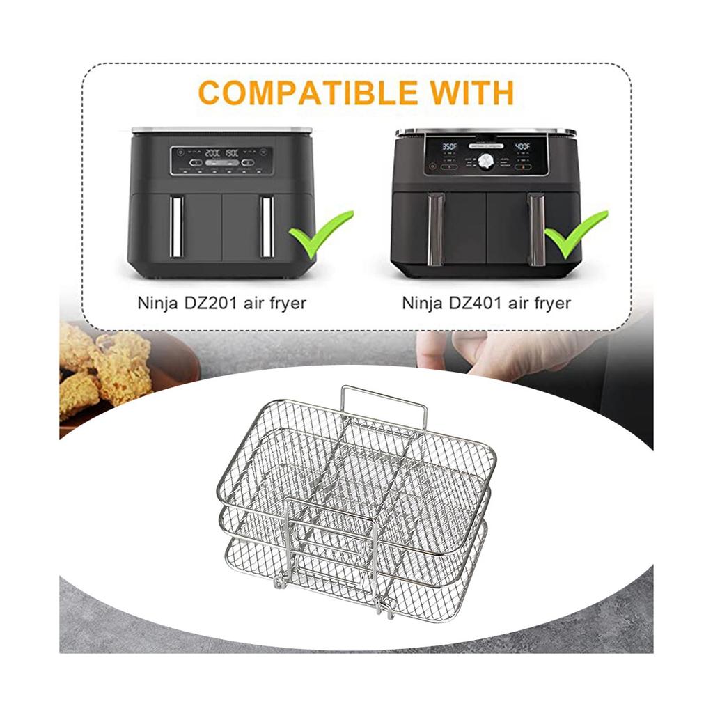 Griglia per friggitrice ad aria per Ninja Dual Air Fryer in acciaio inossidabile 304, griglia disidratatore multistrato, griglia per toast, accessori per friggitrice ad aria