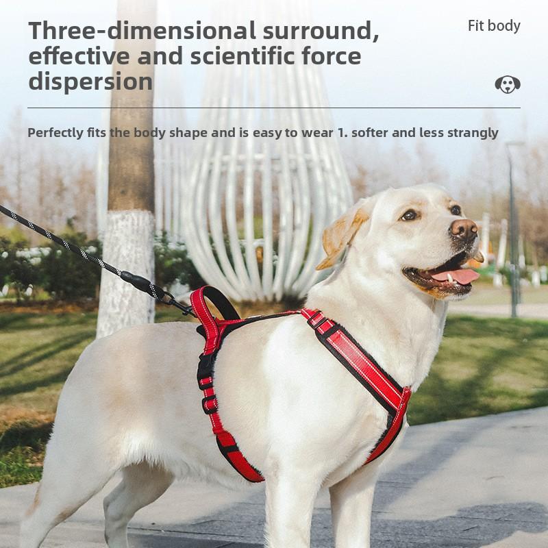 A Comfortable, Breathable and Wear-resistant I-shaped Dog Leash for The Large Dog's Chest and Back To Prevent It From Breaking Free