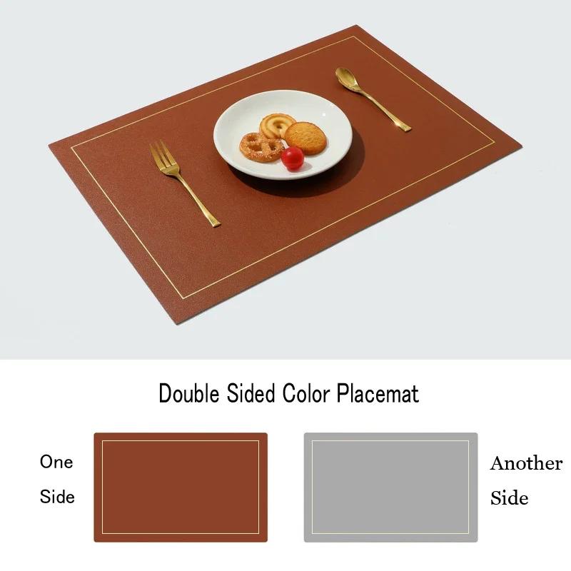 Northern INS PVC Leather Placemat Solid Color Square Heat-Resistant Waterproof Double-Layer Table Mats
