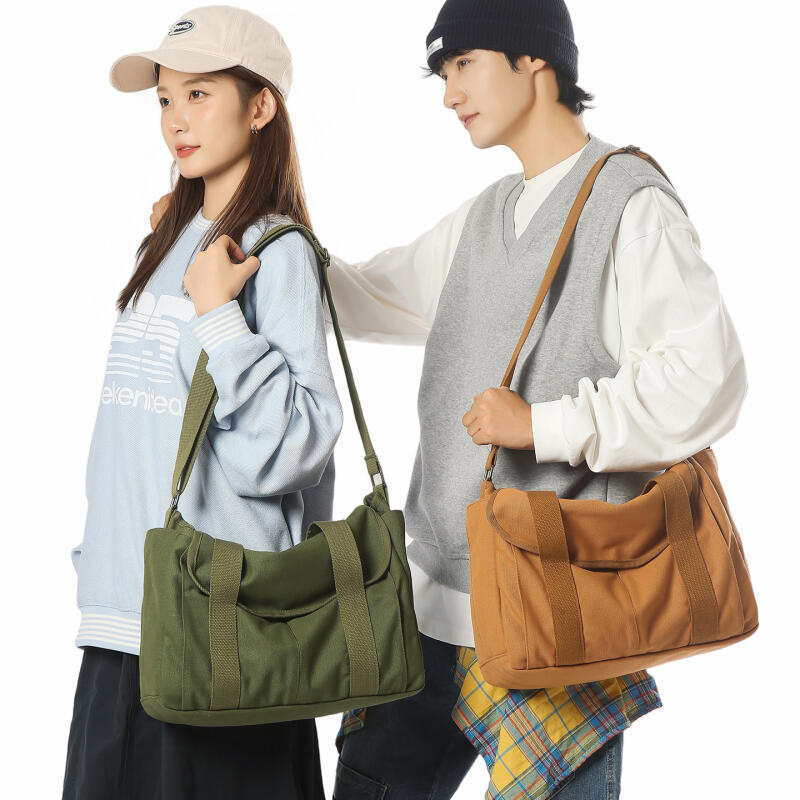 Canvas Bag Women's Crossbody Bag Men's Lightweight Commuting Shoulder Bag Large Capacity Student Class Bag