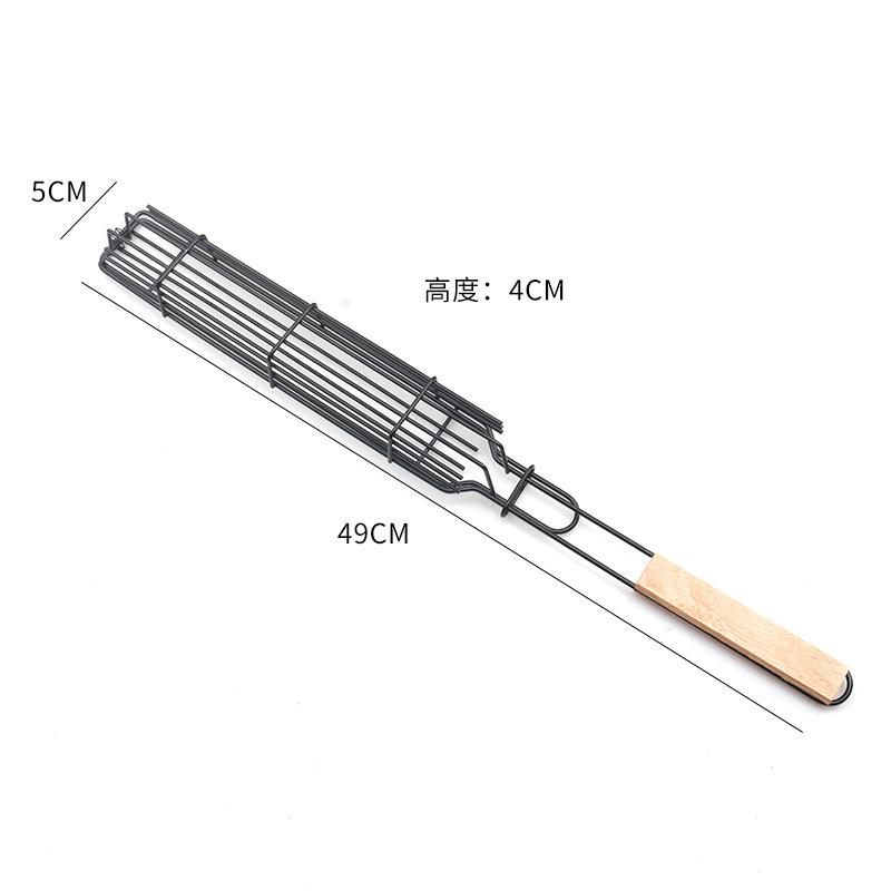 Barbecue Net Wooden Handle Sausage Clip Barbecue Basket Barbecue Clip Barbecue Tool Barbecue Rack