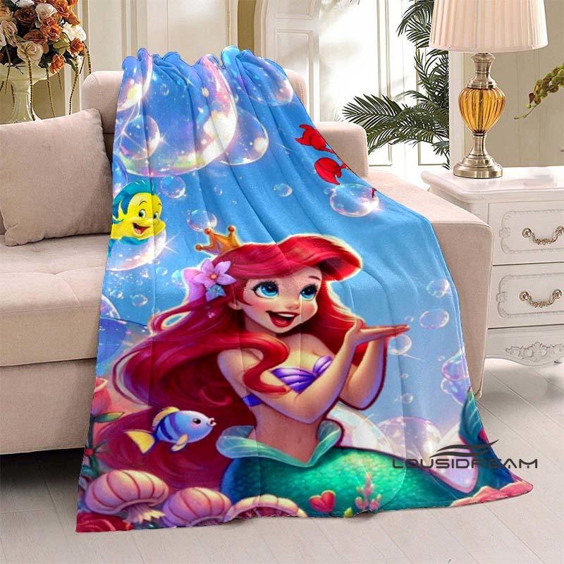 3D Printed Cute Cartoon The Little Mermaid Blanket, Home & Travel Blanket, Soft and Fluffy Winter Blanket Gift for Children and