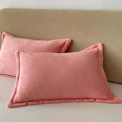 2pcs Single Pillowcase Soft Warm Autumn/Winter Crystal Velvet Flannel/Fleece Pillow Cover Solid Color 48*74cm No Filling