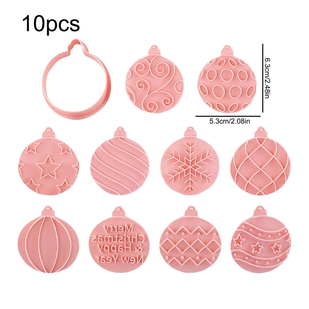 

10Pcs/Set Christmas Biscuit Mold Ball Cookie Cutters Cute Pattern Cookie Stamp Pressure Mold Confectionery Pastry Baking Tools
