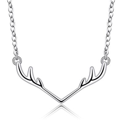 Regali di Natale Collana alla Moda Semplice con Corna Collana a Catena per Clavicola di Alce Gioielli da Donna