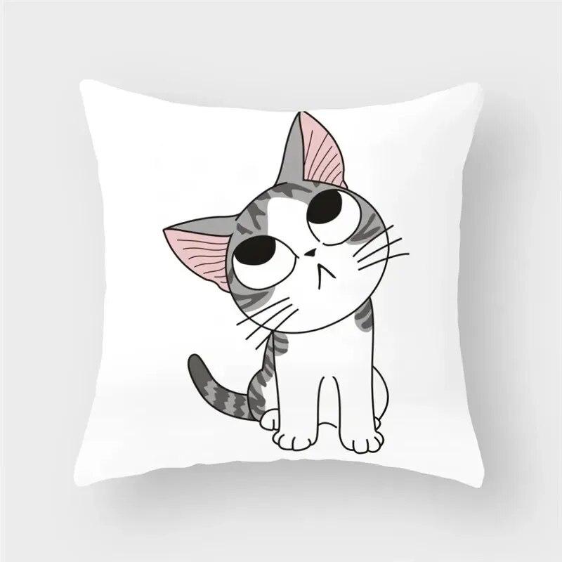 45x45cm Funny Cute Cat Cushion Cover Cartoon Pet Pillowcase for Living Room Sofa Bedroom Home Decoration Pillowcase