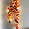 Halloween LED Lights Fall Maple Leaf Rattan Garland Copper Wire Lights Hanging Plants Festive Party Yard Decoration Lights