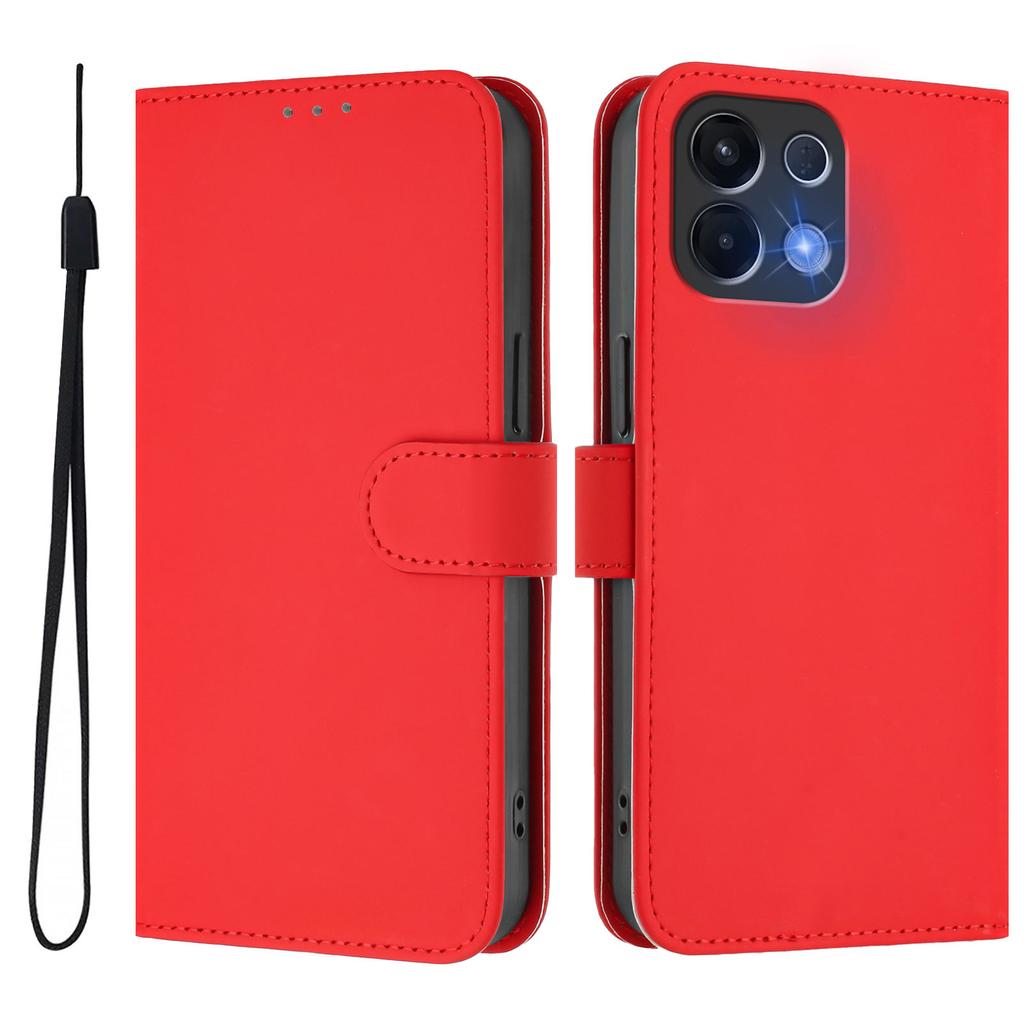 For Oppo K13 5G Case Solid Color Wallet Leather Phone Cover with Strap