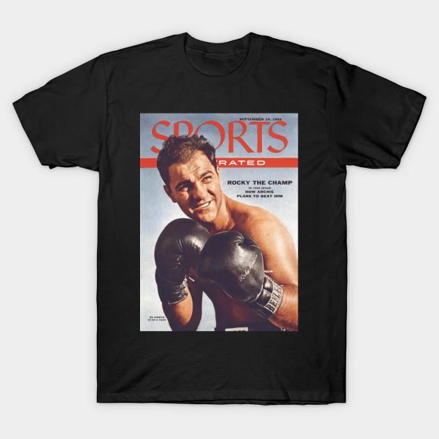 Men Black Print T-shirt Rocky Marciano Heavyweight Boxing No-Cut Transfer Paper Print Cotton Tshirt M чёрный