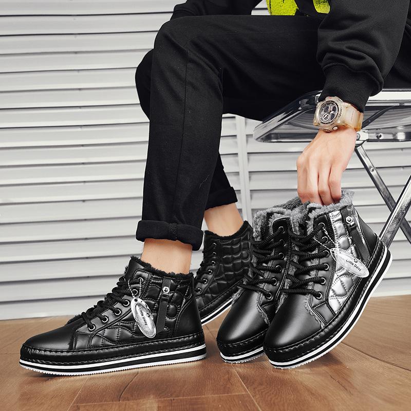 Canvas Men's Shoes 2024 New Winter High-top Casual Flat Shoes Piled and Thickened Warm Versatile Sports Trendy Shoes