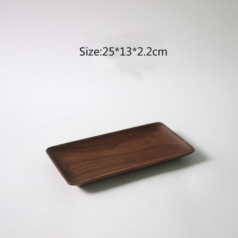 HeMu Black Walnut Whole Wood Rectangular Fruit Tray Living Room Tea Room Reception Snack Plate Restaurant Coffee Shop Service Tr