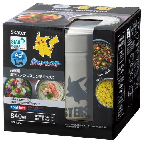 Skater STLB2AG-A Insulated Stainless Steel Bowl Lunch Box, 840ml Capacity, Vacuum Insulated, Pokemon Design