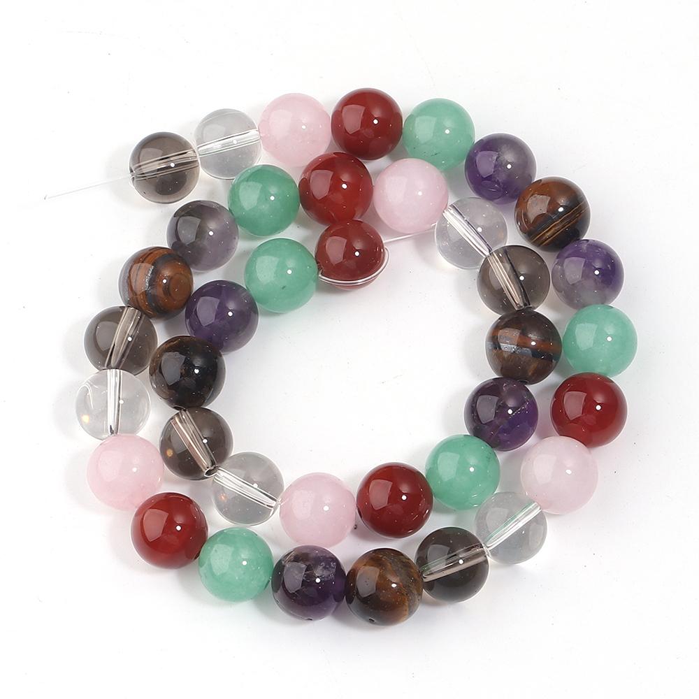 6 8 10 12mm Natural Stone Beads Mixed Tiger Eye Aventurine Crystal Glass Round Loose Beads for Jewelry Making DIY Bracelets