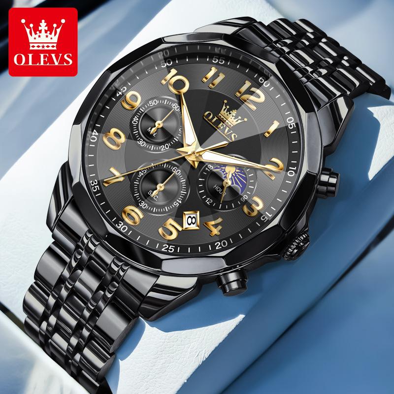 IHUASU Ceas bărbătesc cu trei ochiuri și șase pini, cuarț multifuncțional, ceas bărbătesc