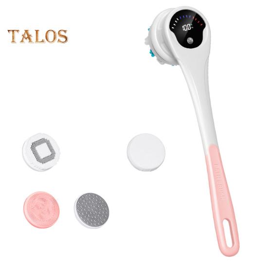 Elektrický koupelový kartáč s 5 kartáčovými hlavicemi Vodotěsný Dobíjecí Design s dlouhou rukojetí 3-rychlostní rotace Sprchový masážní kartáč