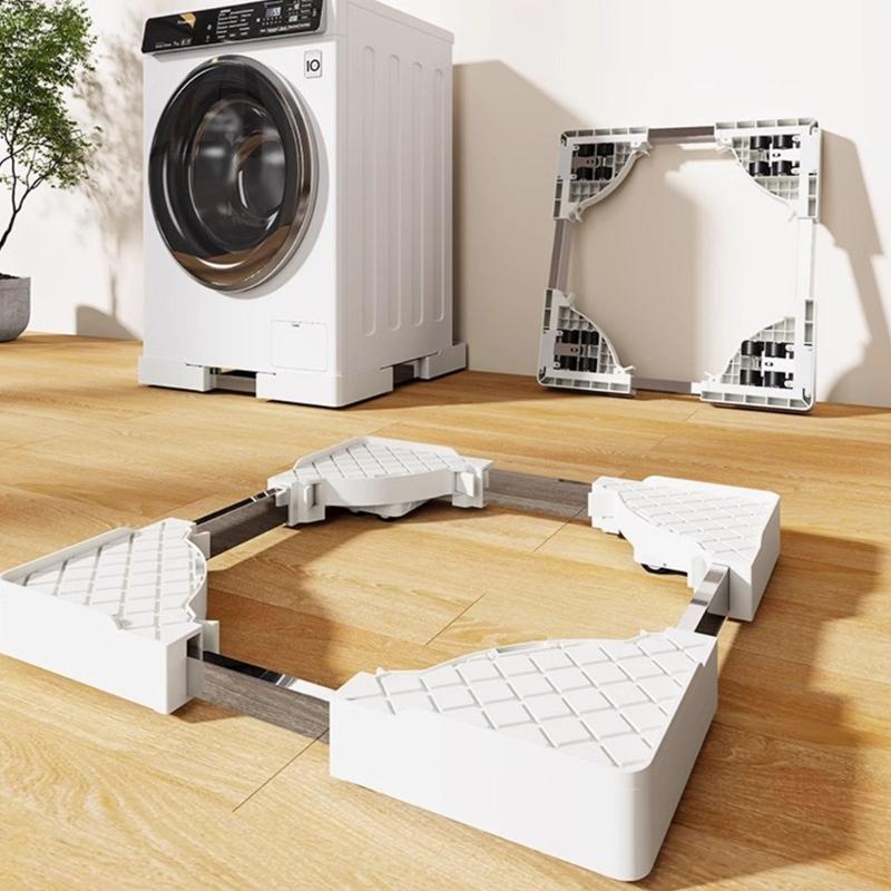 Adjustable Height Laundry Appliance Stand with Rubber Feet Washing Machine Base Holder for 45-70cm Washers Dryers