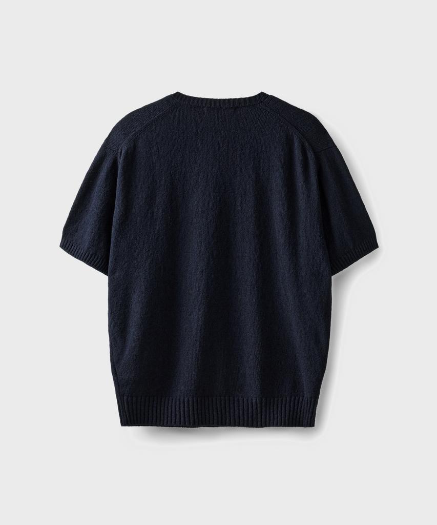 Beulaendideu Terry Boucle V-Neck Half Knit [Navy]