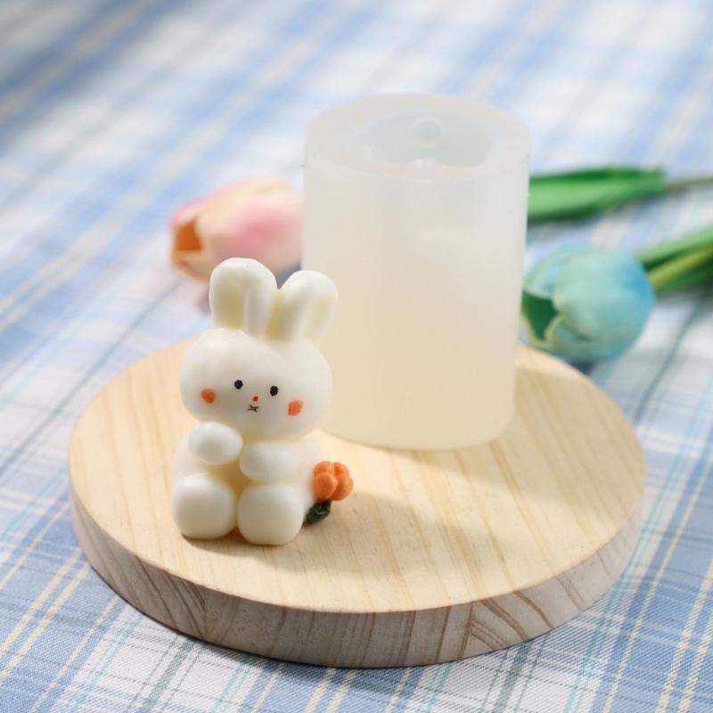 3D Rabbit Silicone Mold Easter Aromatherapy Candle Mould Resin Clay Soap Making DIY Craft Chocolate Cake Decorating Tool