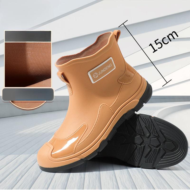 Short-tube Rain Boots, Low-tube Fashion Waterproof Work Non-slip Shoes, Rain Boots, Kitchen Women's Warm Rubber Shoes, Men's Models