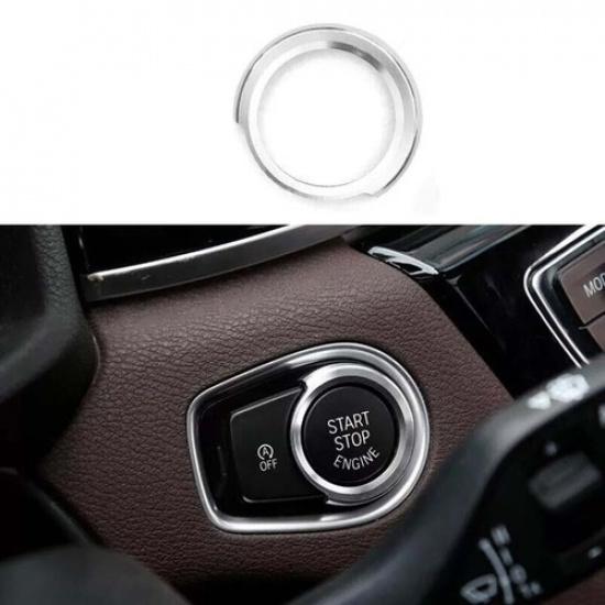 For BMW X2 F39 18- Inner One-Click Startup Button Silver Aluminum Ring Trim
