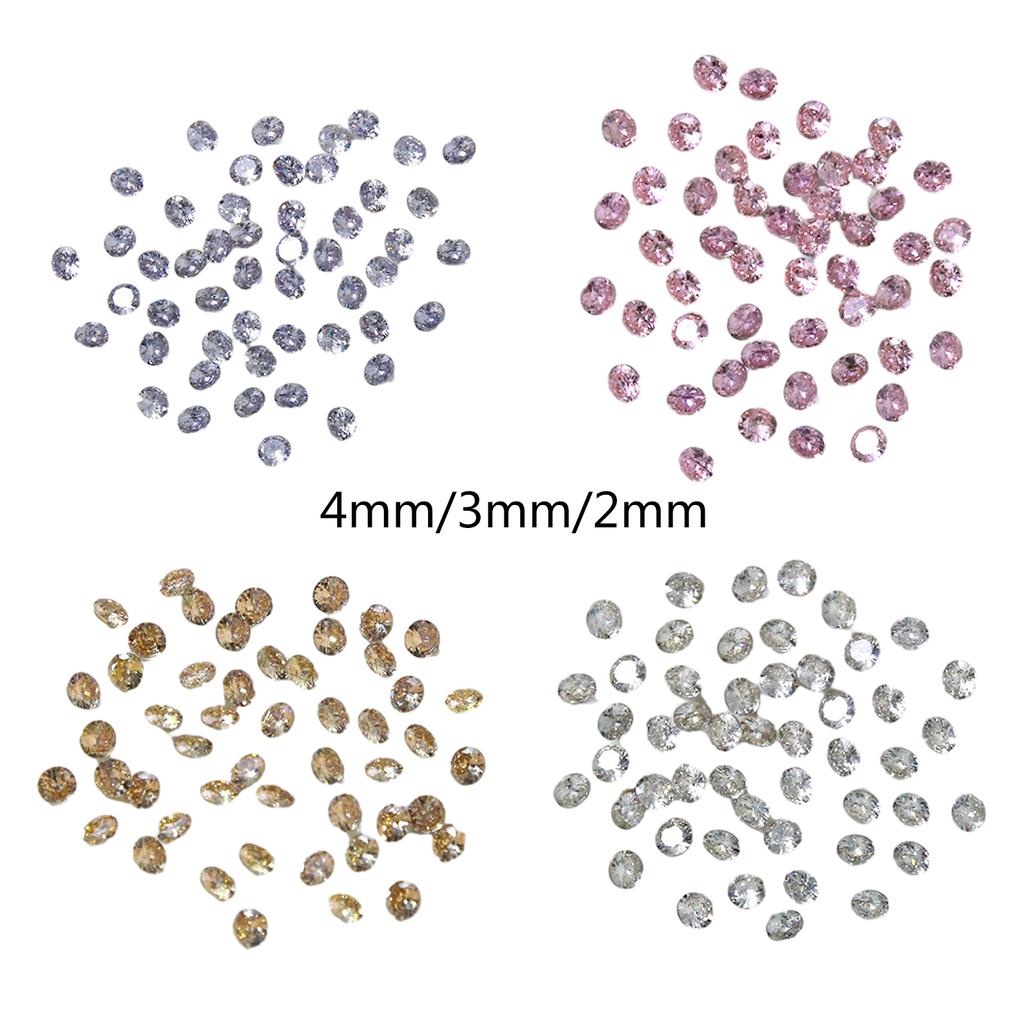 50PCS Nail Art Rhinestones Clear Crystal Rhinestones Nail Charms Round Nail Art Decals Decorations for Nail Salon Design
