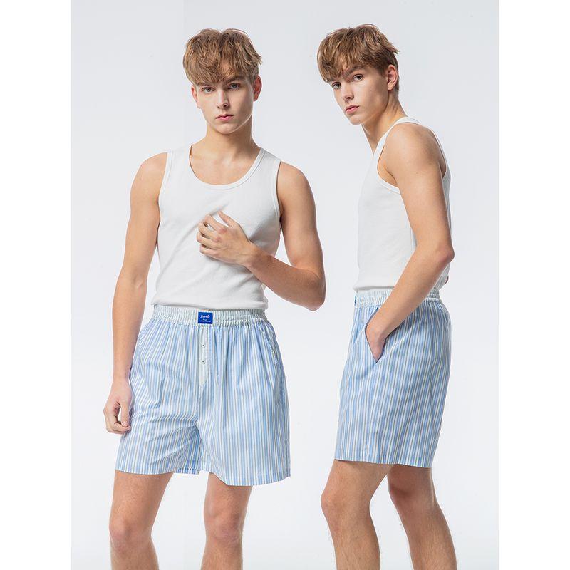 Contrast Color Design Pure Cotton Stripe Summer Men's Shorts Pajama Pants Home Pants Loose Thin Air Conditioning Pants Arro Pants