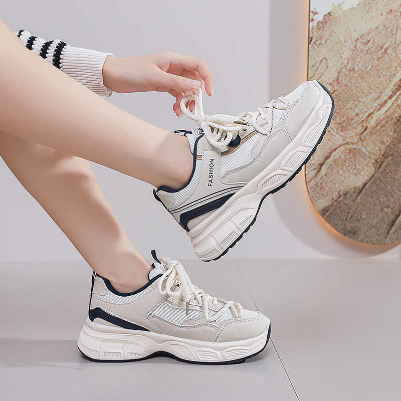 Fashion Playform Natural Leather Classic Shoes For Women Dress Size 44 High Heels Black Chunky Sneakers Sports Boti Pretty Retro