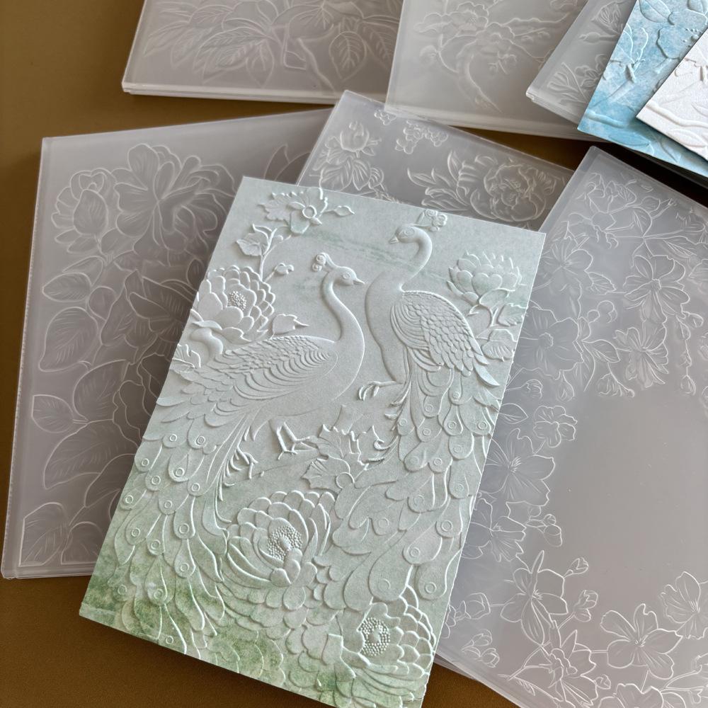 Peacock Flower 3D Embossing Clip for DIY Journals