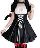 Milky Time Women's Lolita Dress with Puff Sleeves, Choker, and Mini Length, Black, Cosplay Costume