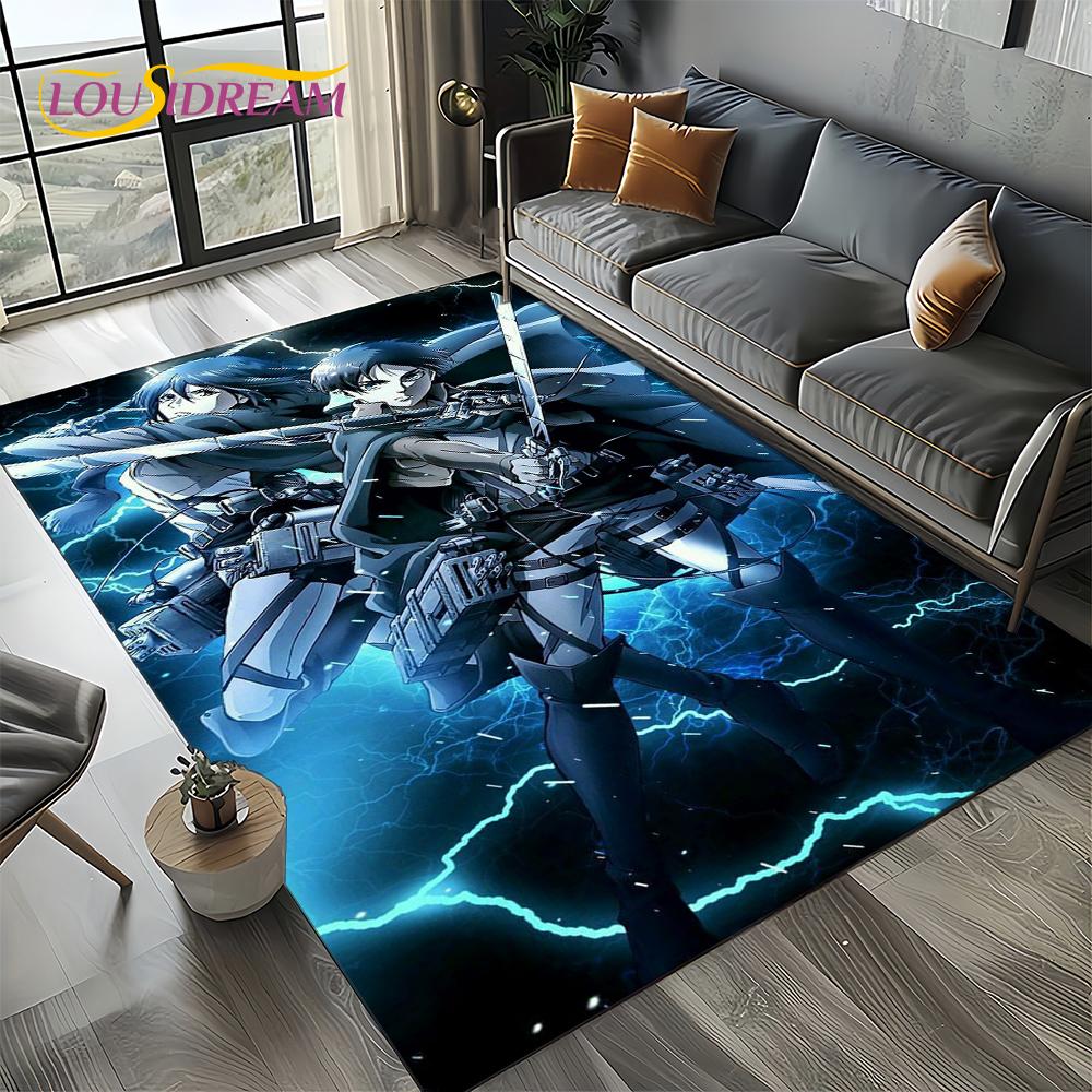 Attack on Titan Eren Anime Cartoon Carpet Rug for Bedroom Living Room Home Sofa Decoration,kids Play Decor Floor Mat Gift