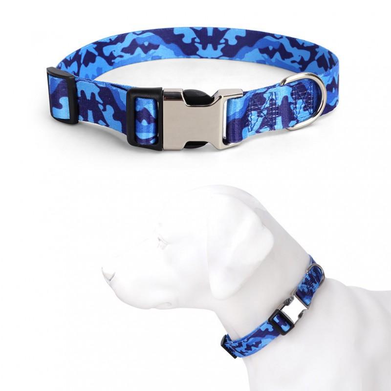Camouflage Dog Collar Adjustable Half Metal Buckle Pet Outdoor Walking