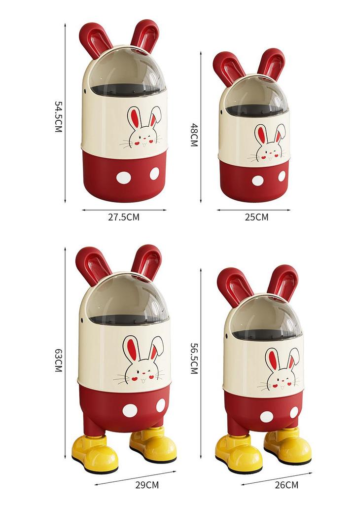 Adorable Rabbit Flip-Top Trash Can with Lid for Kids - Large Capacity for Home, Bedroom, or Bathroom.