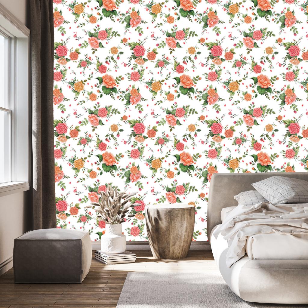Colorful Roses and Watercolor Wallpaper for Living Room and Bedroom 50x1000