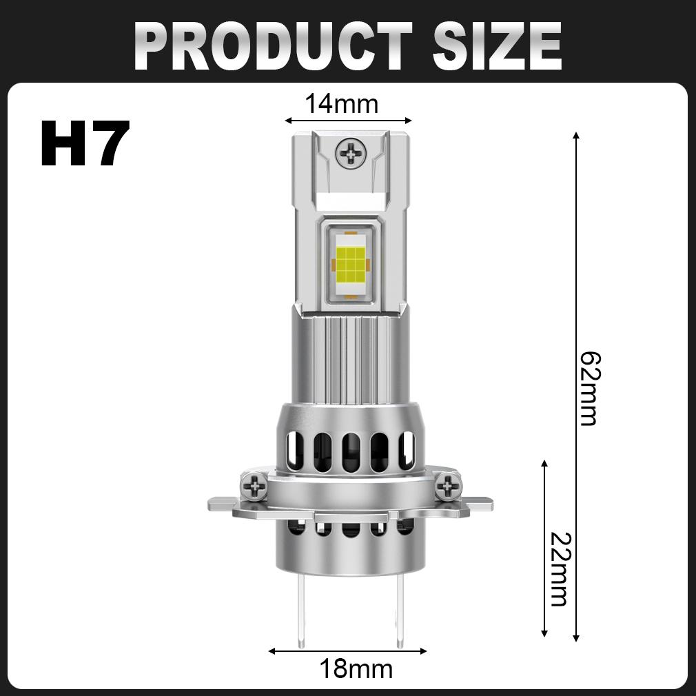 2stk 35000LM H7 LED-hodelyktpærer 60W Kraftig Led H7 Turbo Med Viftehodelampe 3570 CSP 1:1 stk Minibillys 12V 6000K Hvit