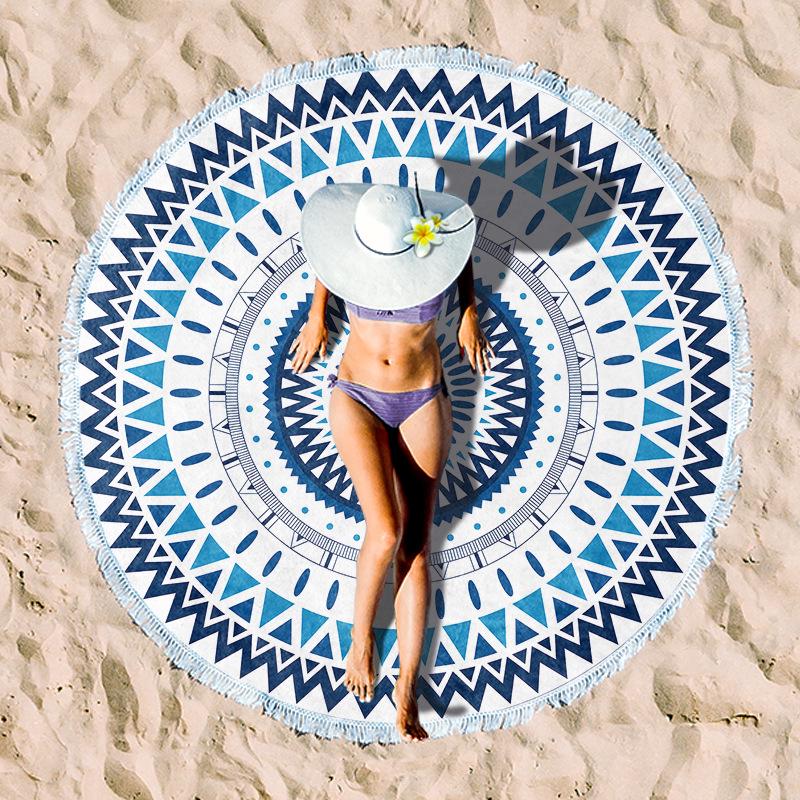 Serviette de Plage Ronde en Fibre Ultra-Fine pour Adultes - Personnalisable, Serviette de Sport et de Bain Absorbante