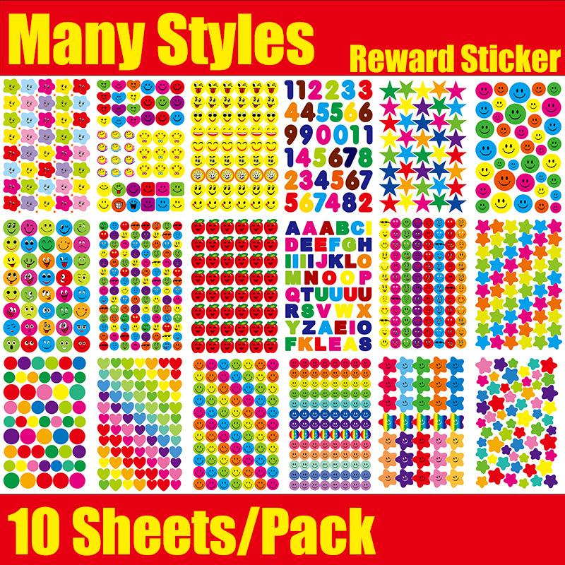 10pcs Star Reward Sticker DIY Self-adhesive Decoration Accessories Scrapbook Stickers For Journaling Children Gift DIY Arts Craf
